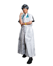 Load image into Gallery viewer, Black and White Silk Two-piece Shirt and Pants