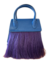 Load image into Gallery viewer, Blue Leather Bag with Horsehair