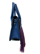 Load image into Gallery viewer, Blue Leather Bag with Horsehair