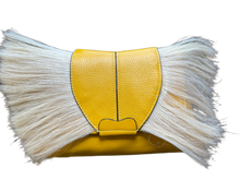 Load image into Gallery viewer, Yellow Leather Bag with White Horsehair