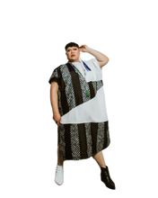 Load image into Gallery viewer, Black and White Silk Dress
