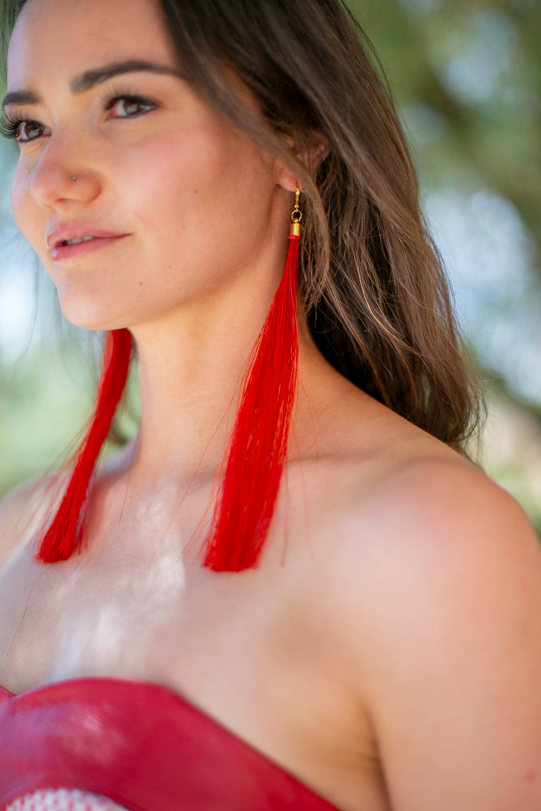 Look 6: Red Horsehair Earrings