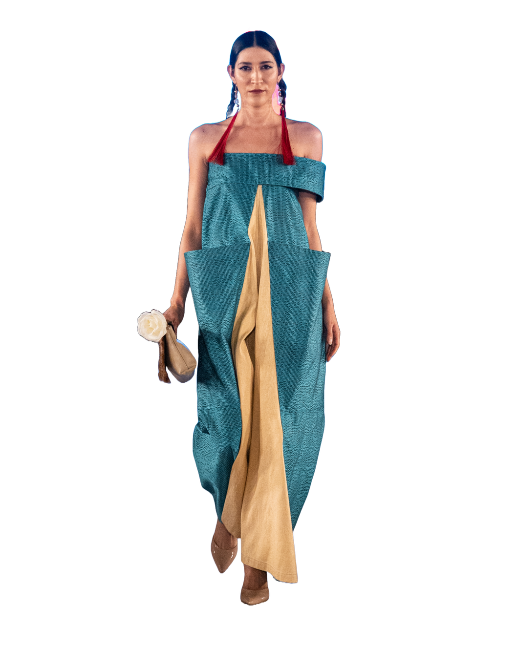 Blue and Yellow Sculptural Jumpsuit