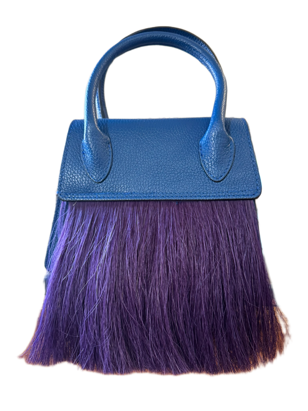 Blue Leather Bag with Horsehair