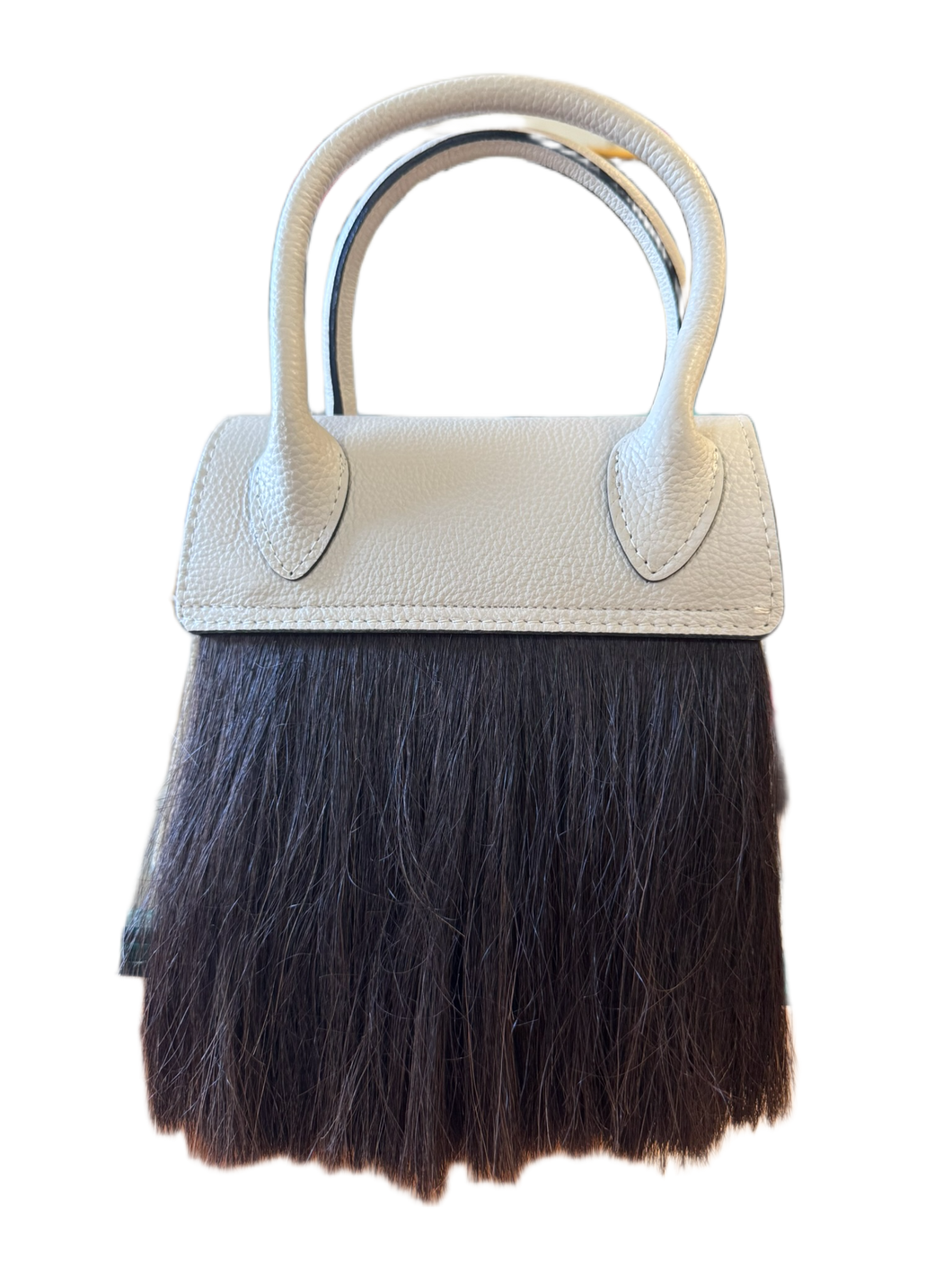 White Leather Bag with Horsehair