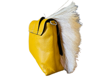 Load image into Gallery viewer, Yellow Leather Bag with White Horsehair
