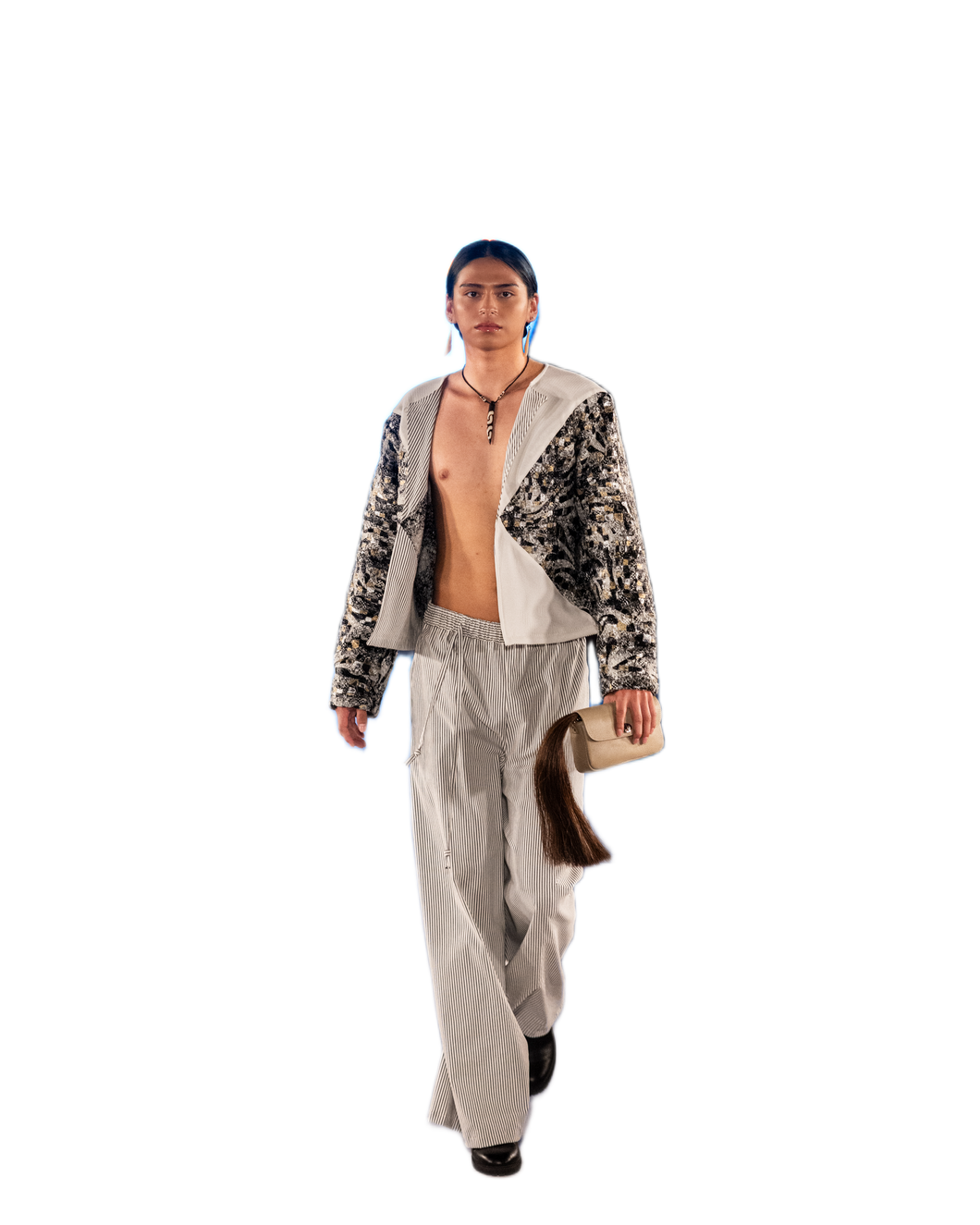 Black and White Silk Jacket